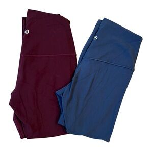 Set of Two! Lululemon Align High-Rise Crop Leggings Burgundy Blue Size 4 EUC